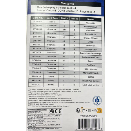 Starter Deck The Seven Warlords of the Sea ST03 One Piece Card Game